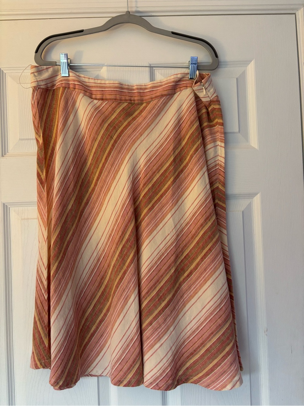 Merona Pink and Cream Diagonal-Striped A-Line Skirt